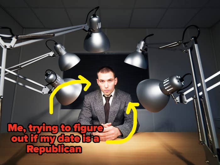 Person successful  suit   sits astatine  a array  surrounded by table  lamps aiming astatine  them, creating an intense, interrogative atmosphere
