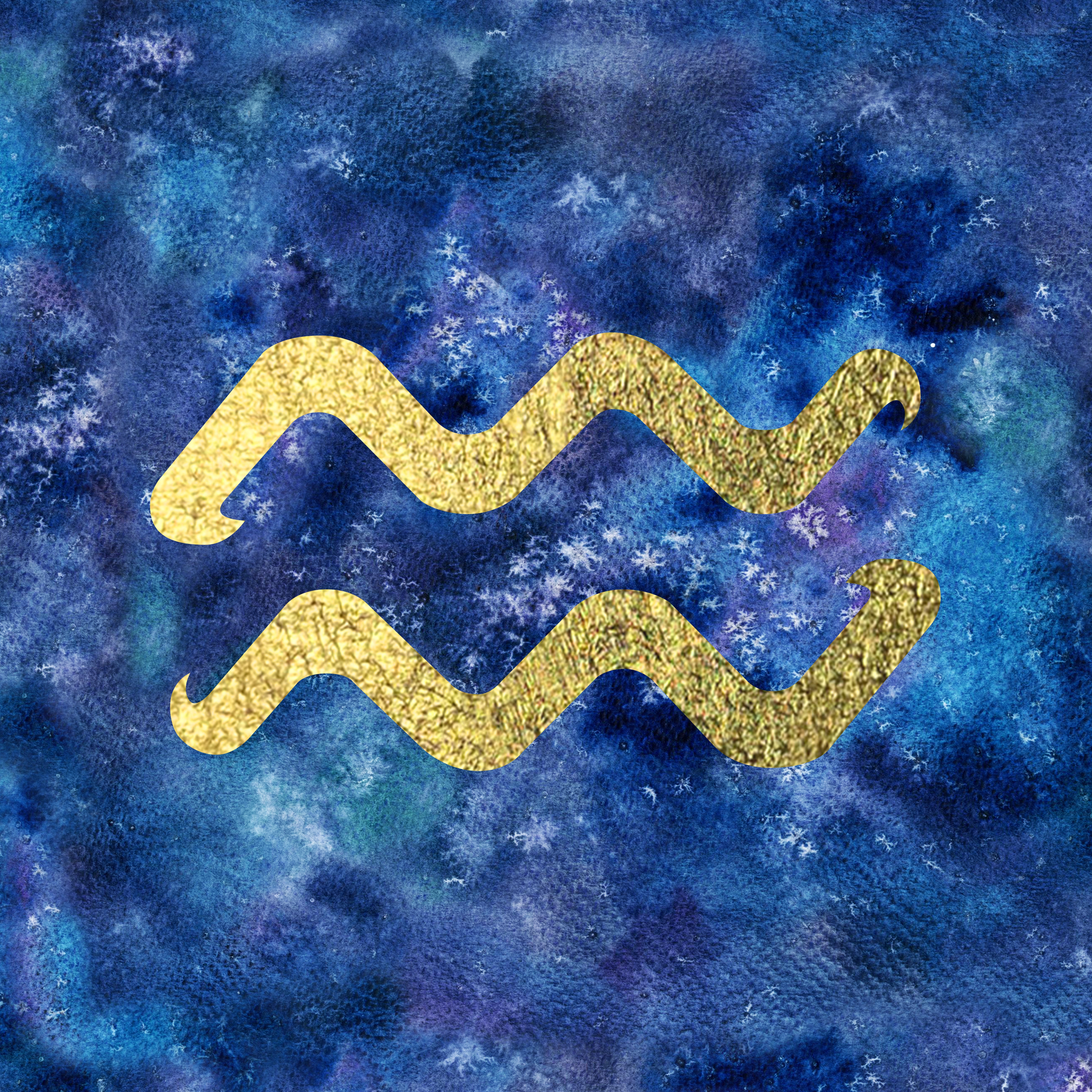 Gold Aquarius awesome    connected  a textured bluish  inheritance  with abstract patterns