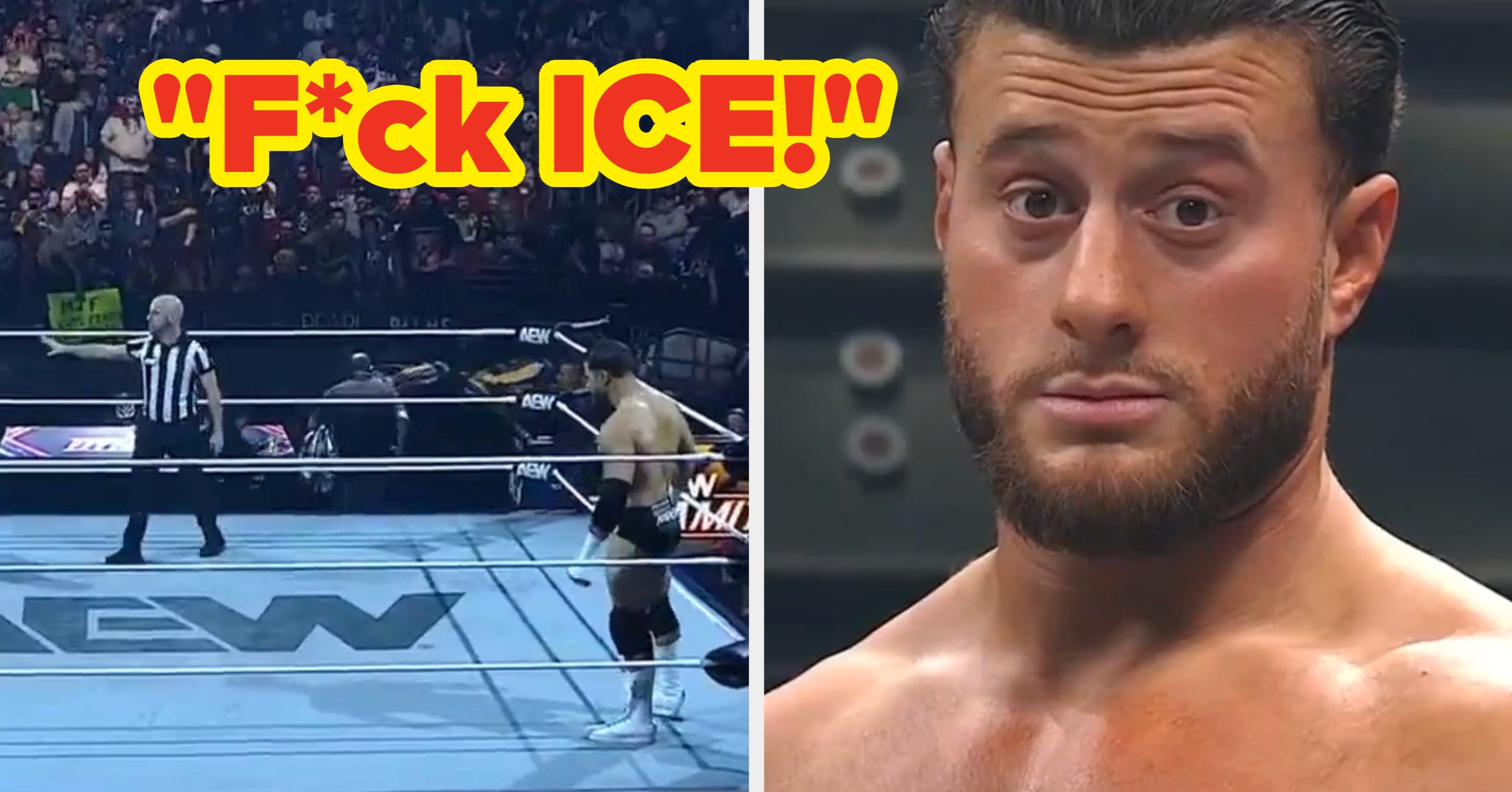 People Are Applauding This Wrestler's Reaction To "F*ck ICE" Chants Breaking Out Before A Match On Live TV