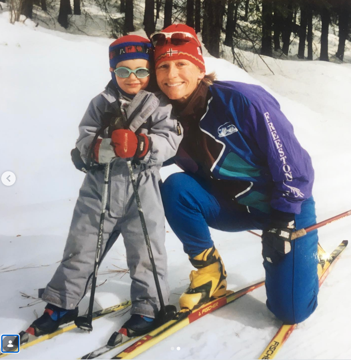 hildhood photograph  of Novie and Laura connected  the slopes