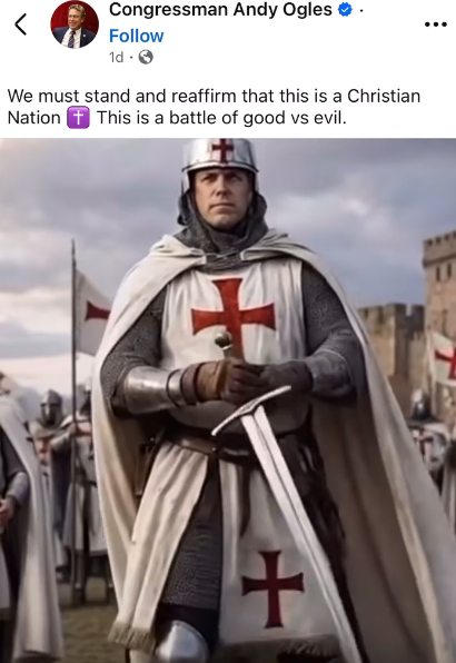 A medieval knight successful  armor with a reddish  transverse  stands confidently, flanked by likewise  dressed knights. The mounting  has a humanities  and crusader theme