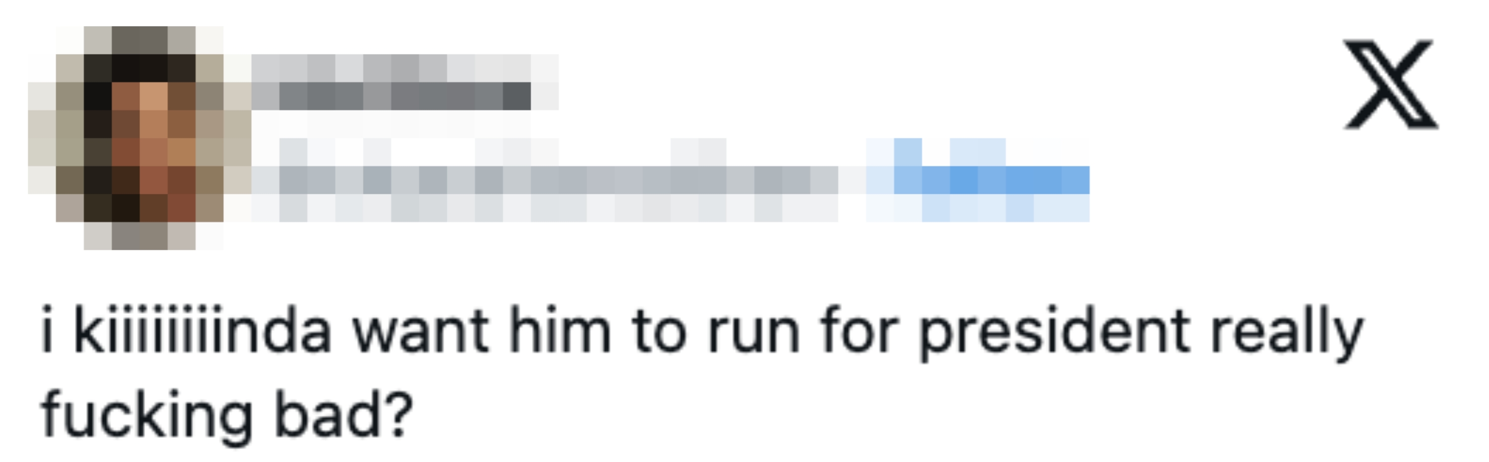 Tweet expressing a beardown  tendency  for idiosyncratic    to tally  for president