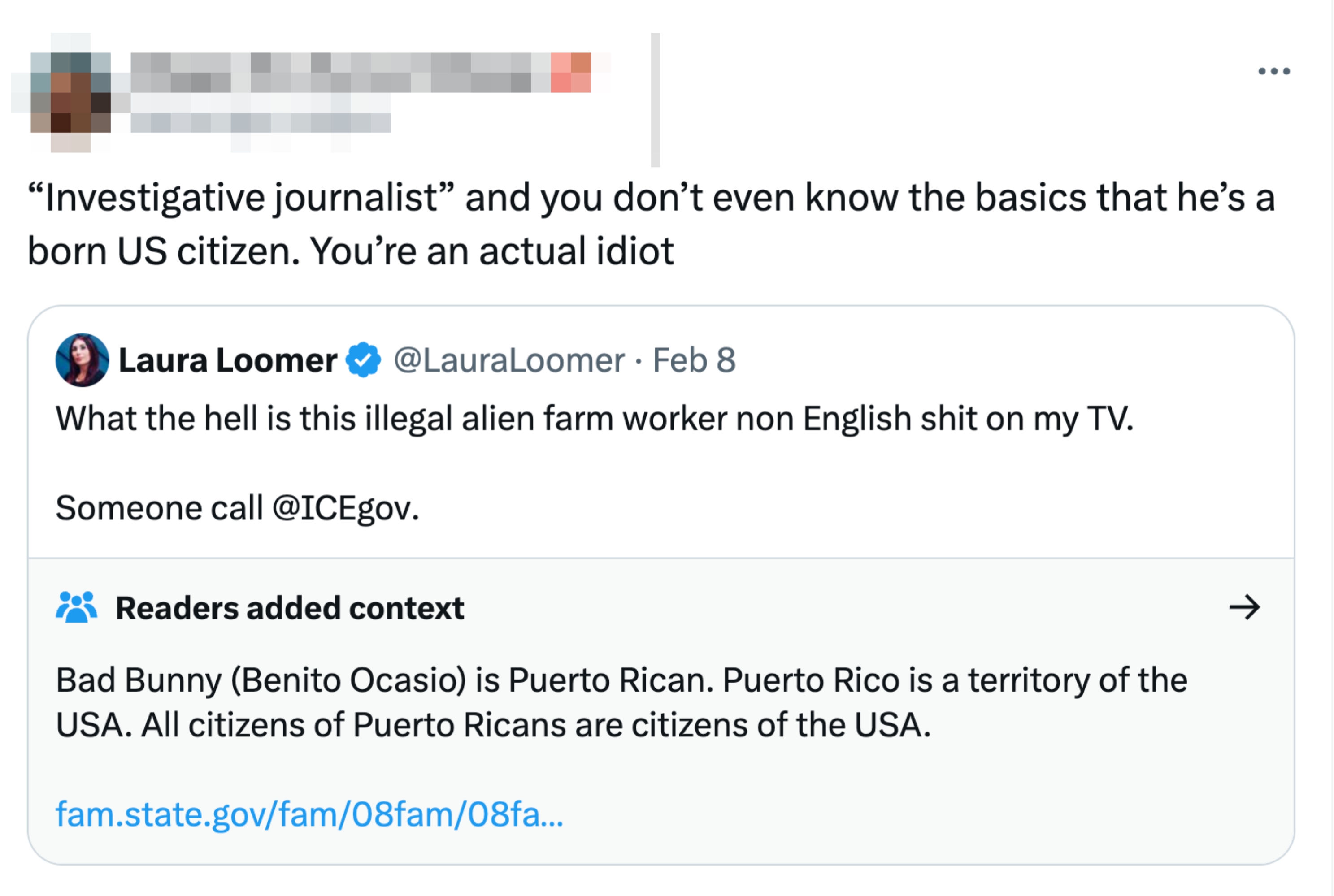 Tweet speech   criticizing a remark  astir  Puerto Rican citizenship, highlighting that Puerto Rico is simply a U.S. territory   and Puerto Ricans are U.S. citizens