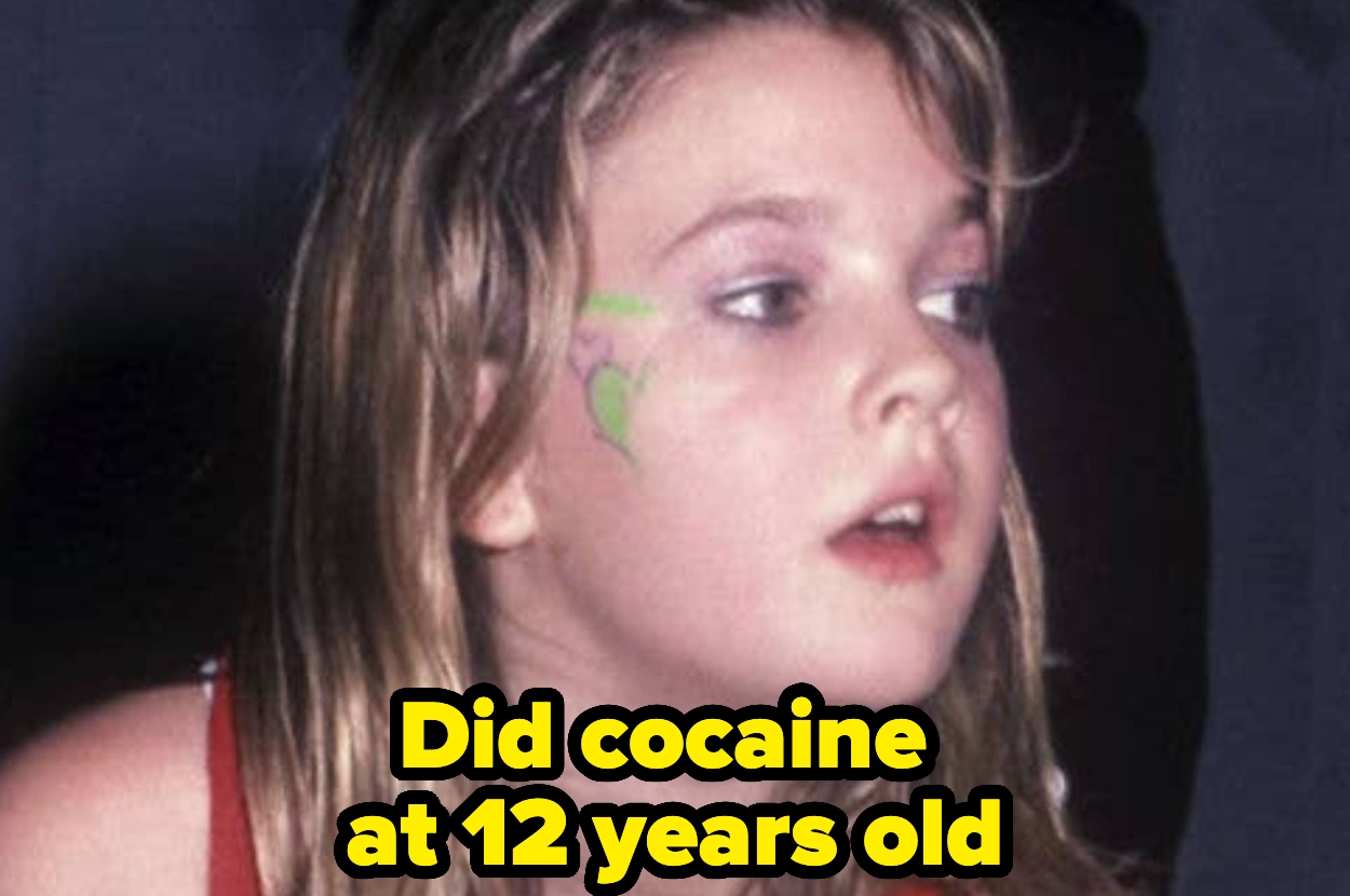 Young girl with long hair and painted face, headline text reads: "Did cocaine at 12 years old."