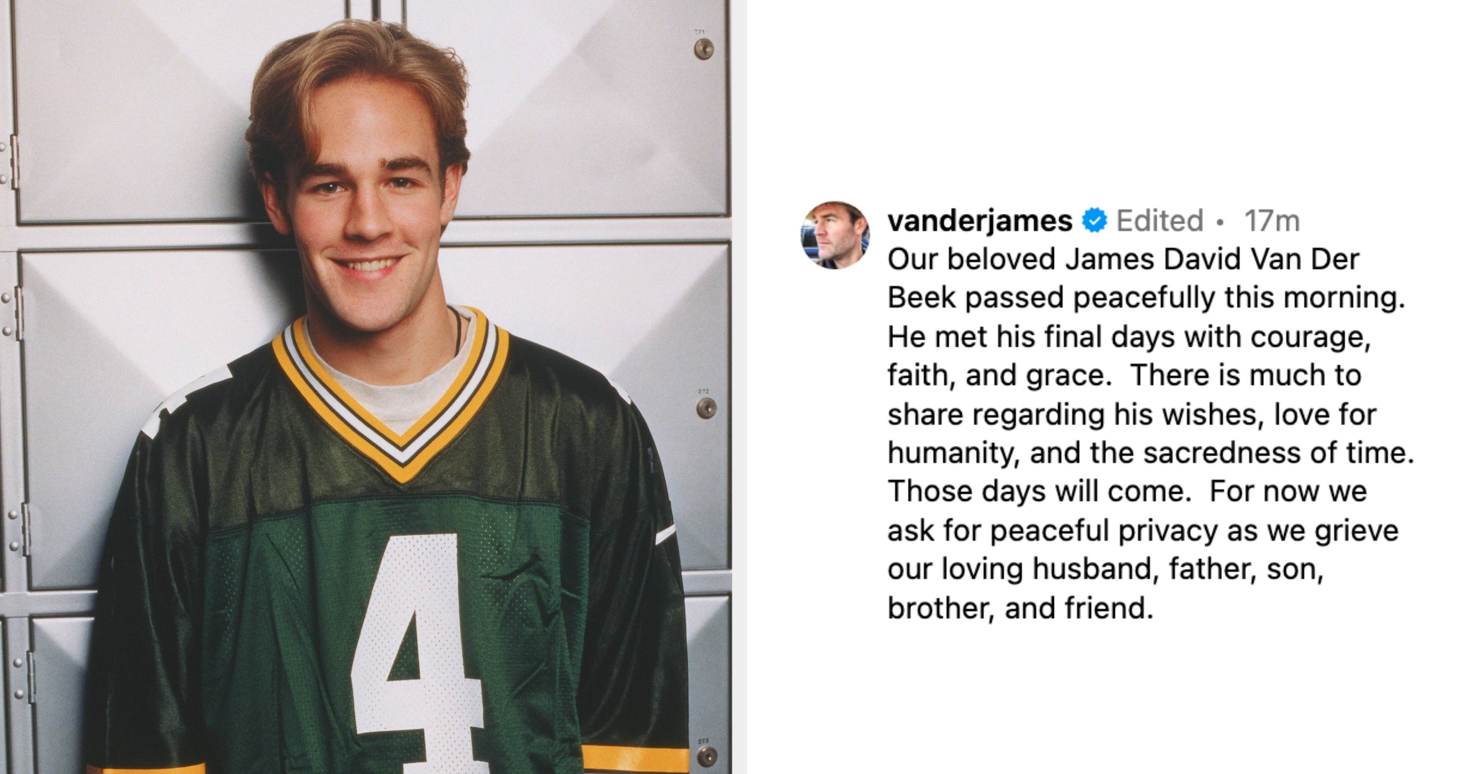 Celebrities React To James Van Der Beek's Death