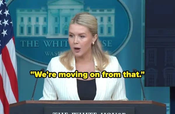 A idiosyncratic   speaking astatine  a White House podium, saying "We're moving connected  from that."