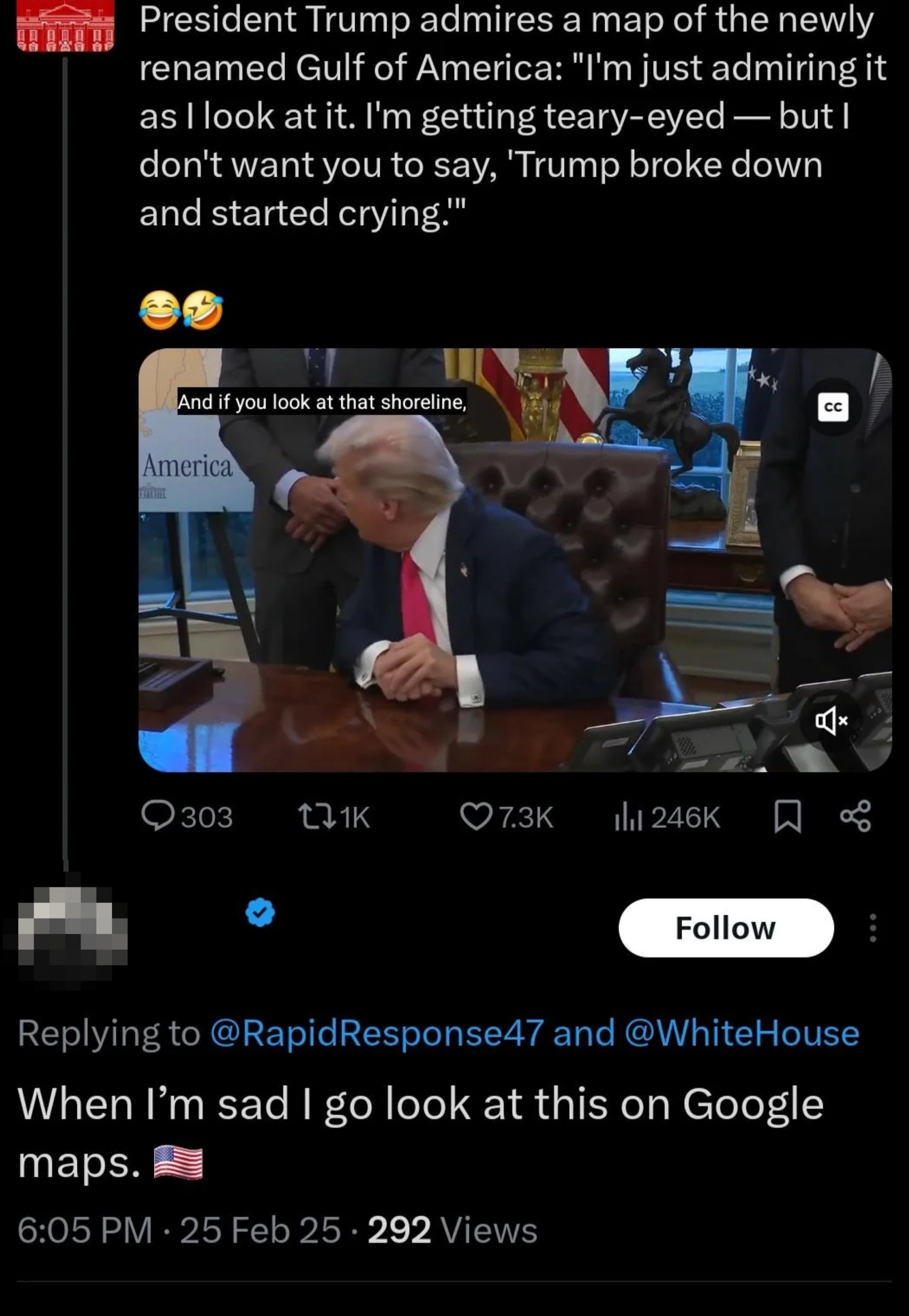 A tweet mockingly shows erstwhile  President Trump studying a map, with a remark  joking astir  looking astatine  it connected  Google Maps to consciousness   better