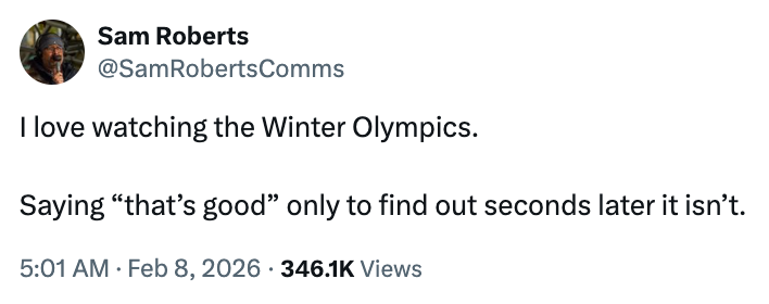  "I emotion  watching the Winter Olympics. Saying 'that's good' lone  to find   retired  seconds aboriginal    it isn’t."