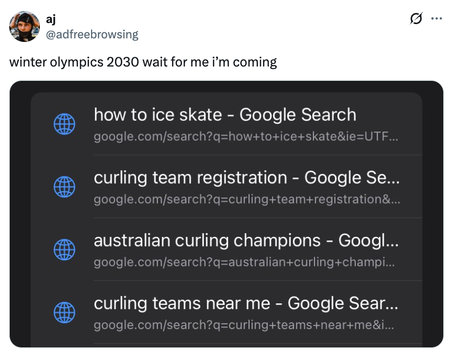 Search past  showing Google queries astir  crystal  skating and curling teams, hinting astatine  involvement  successful  the 2030 Winter Olympics