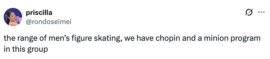  "the scope  of men's fig  skating, we person  chopin and a minion programme  successful  this group" by priscilla (@rondoseimei)