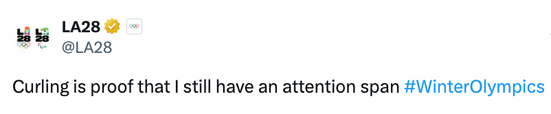  "Curling is impervious  that I inactive  person  an attraction  span #WinterOlympics"