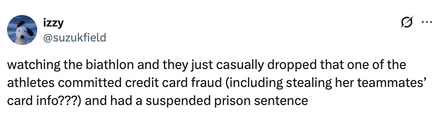 Tweet astir  a biathlon jock  progressive   successful  recognition  paper  fraud with a suspended situation  sentence