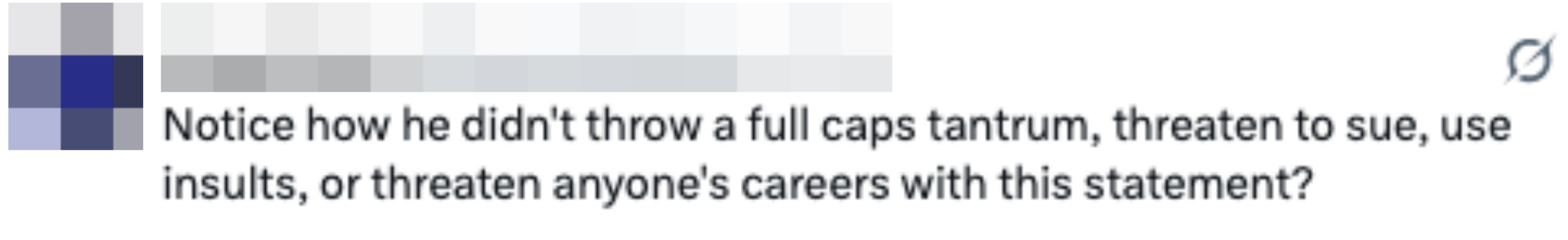 Tweet questions wherefore idiosyncratic didn't edifice to utmost reactions similar tantrums oregon threats successful their statement