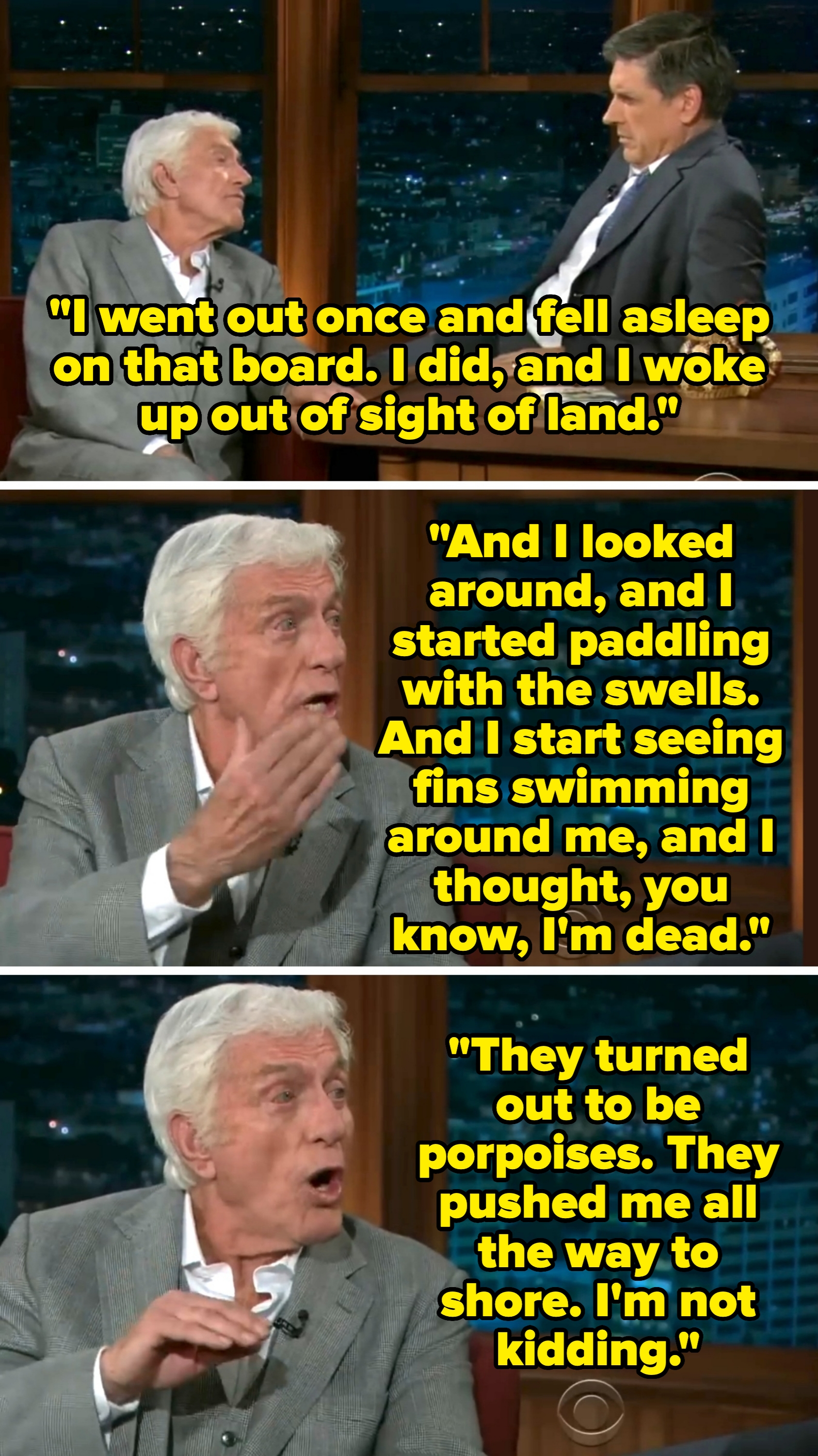 A impermanent  successful  a suit   animatedly talks with a late-night TV host, besides  successful  a suit, during an interrogation  connected  stage