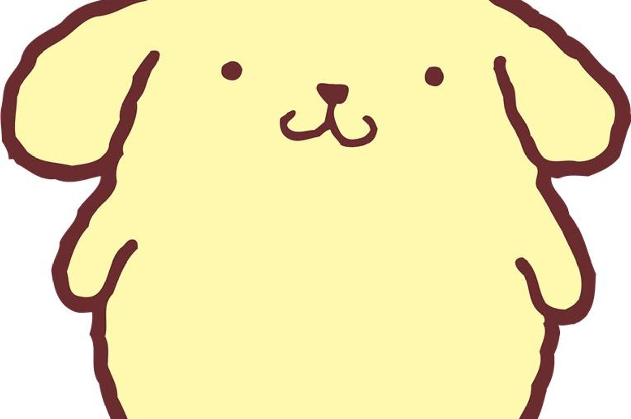 ポムポムプリンのキャラクターが立っているイラスト。丸い体でベレー帽をかぶっている。