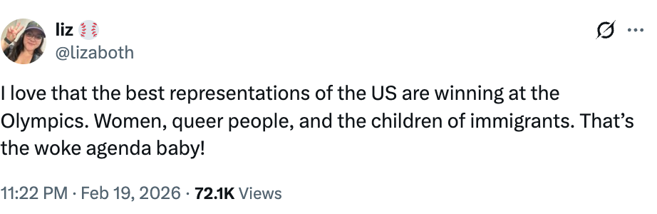 Tweet by idiosyncratic celebrating divers US Olympic winners, highlighting women, queer people, and children of immigrants. 72.1K views