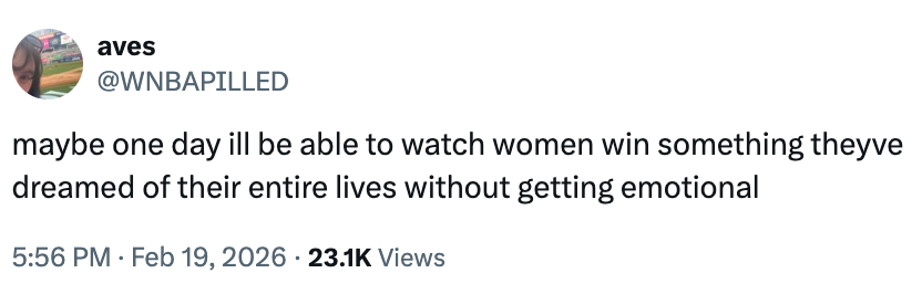 Tweet by idiosyncratic aves expresses anticipation to ticker women execute lifelong dreams without getting emotional