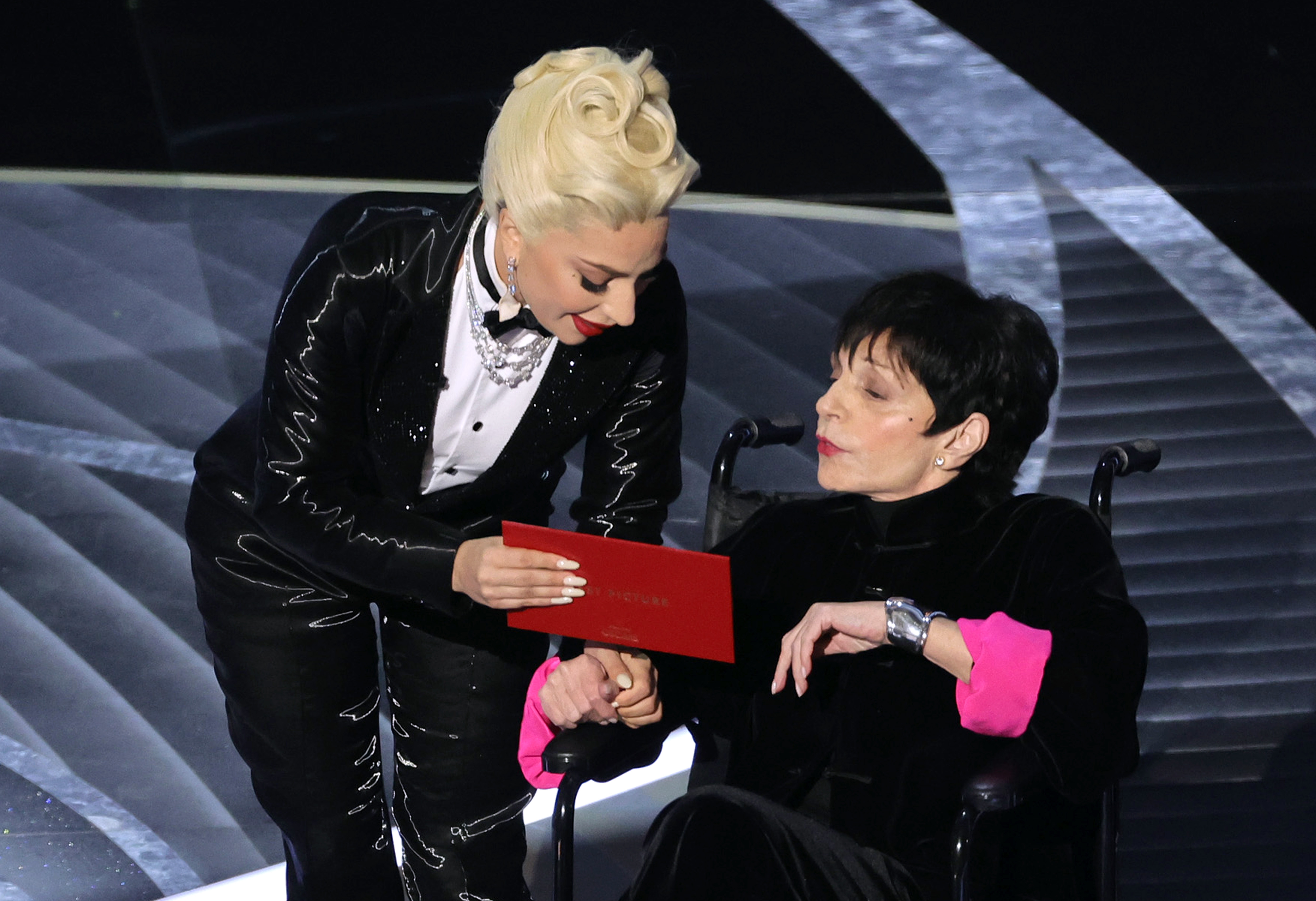 Lady Gaga successful  a tuxedo assists Liza Minnelli successful  a wheelchair astatine  the 2022 Oscars