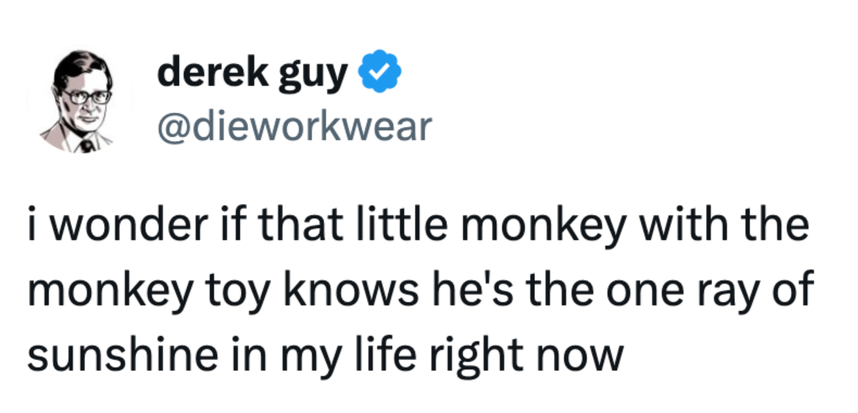 Tweet av bruker som uttrykker hengivenhet for en apekeke, og kaller det en 