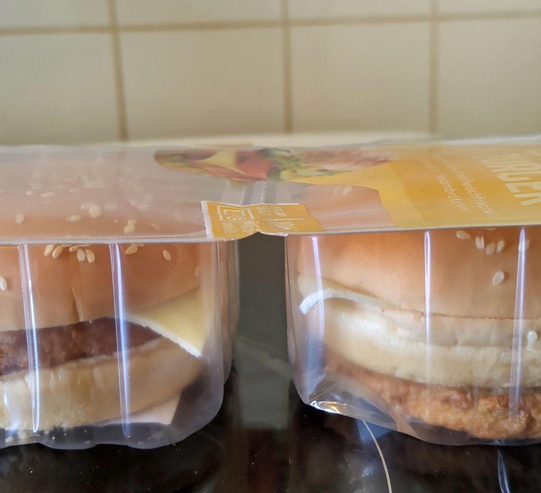 Close-up of the sandwich with the outside chicken