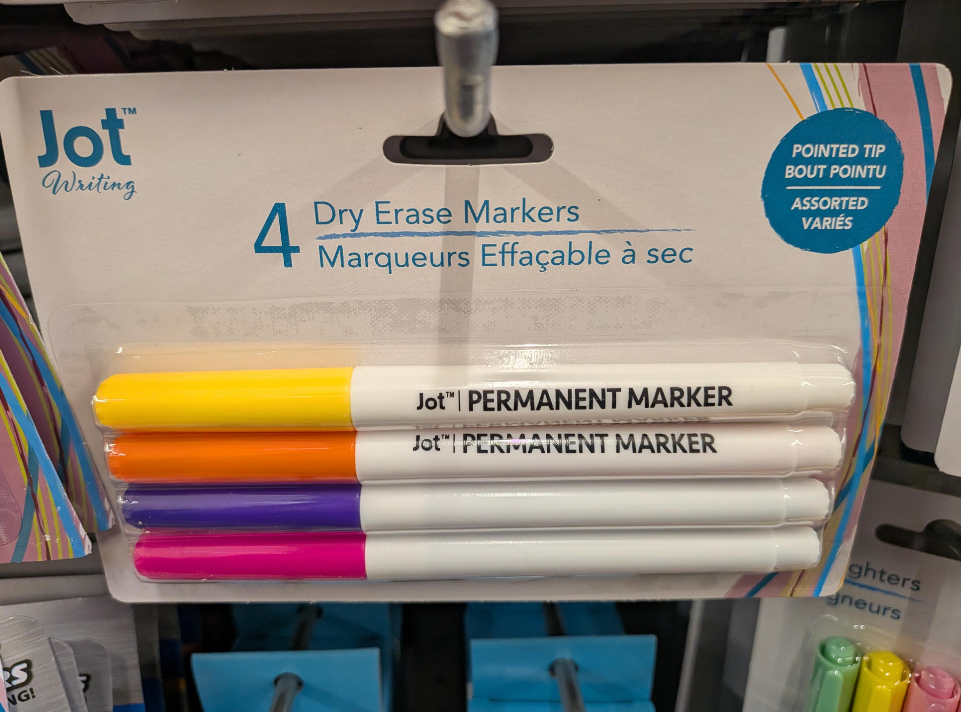 Package of four dry erase markers that are actually labeled "permanent marker"