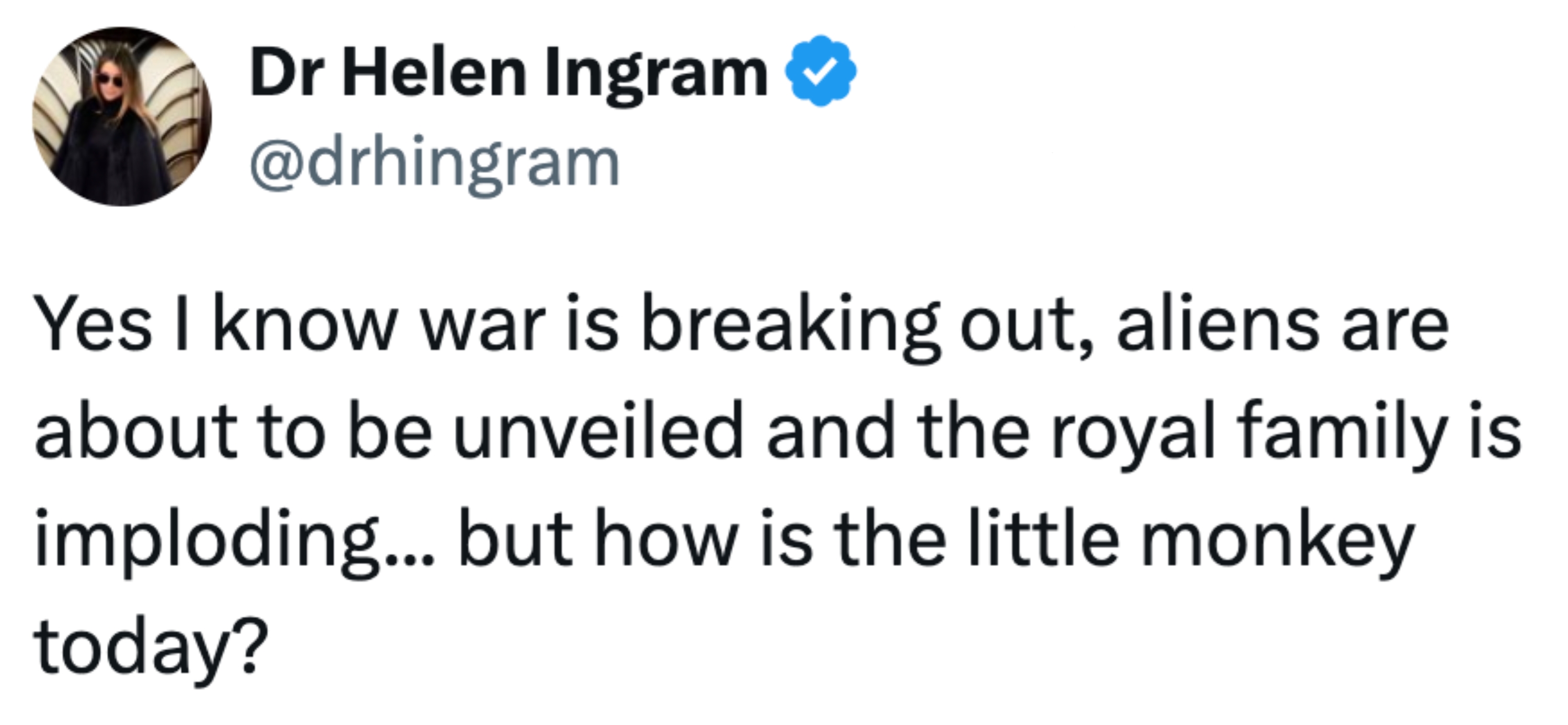 Tweet av Dr. Helen Ingram: 