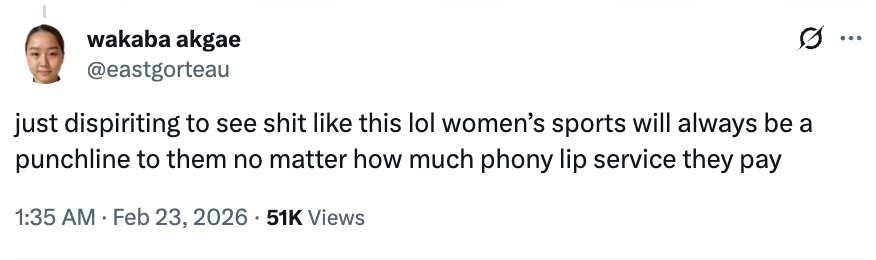 Tweet by idiosyncratic lamenting however women's sports stay a punchline contempt claims of support