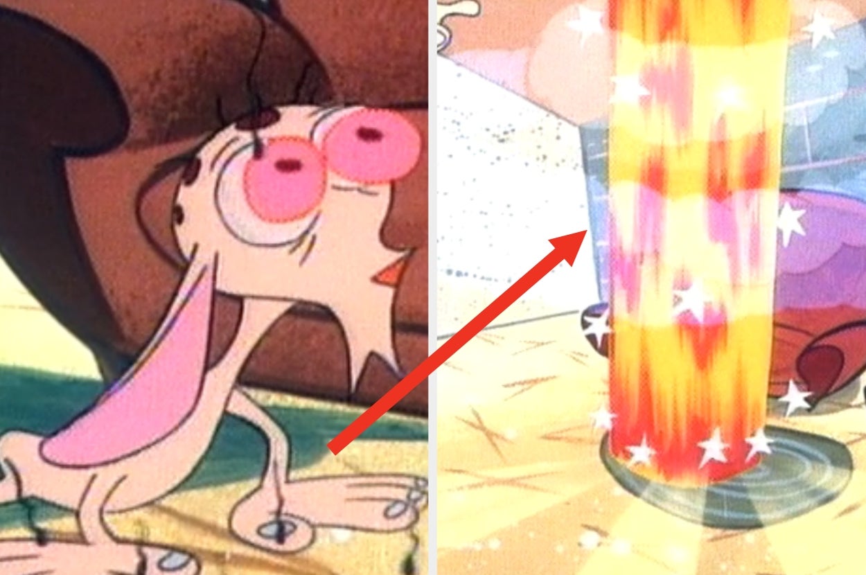 Animated character looks surprised; an arrow points to a vibrant burst of light with stars on the right