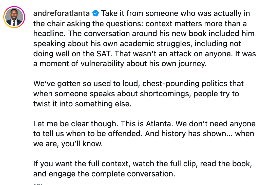 Tekstinnlegg som diskuterer en samtale rundt en ny bok, akademiske kamper og sårbarhet, og understreker behovet for full kontekst i medietolkninger