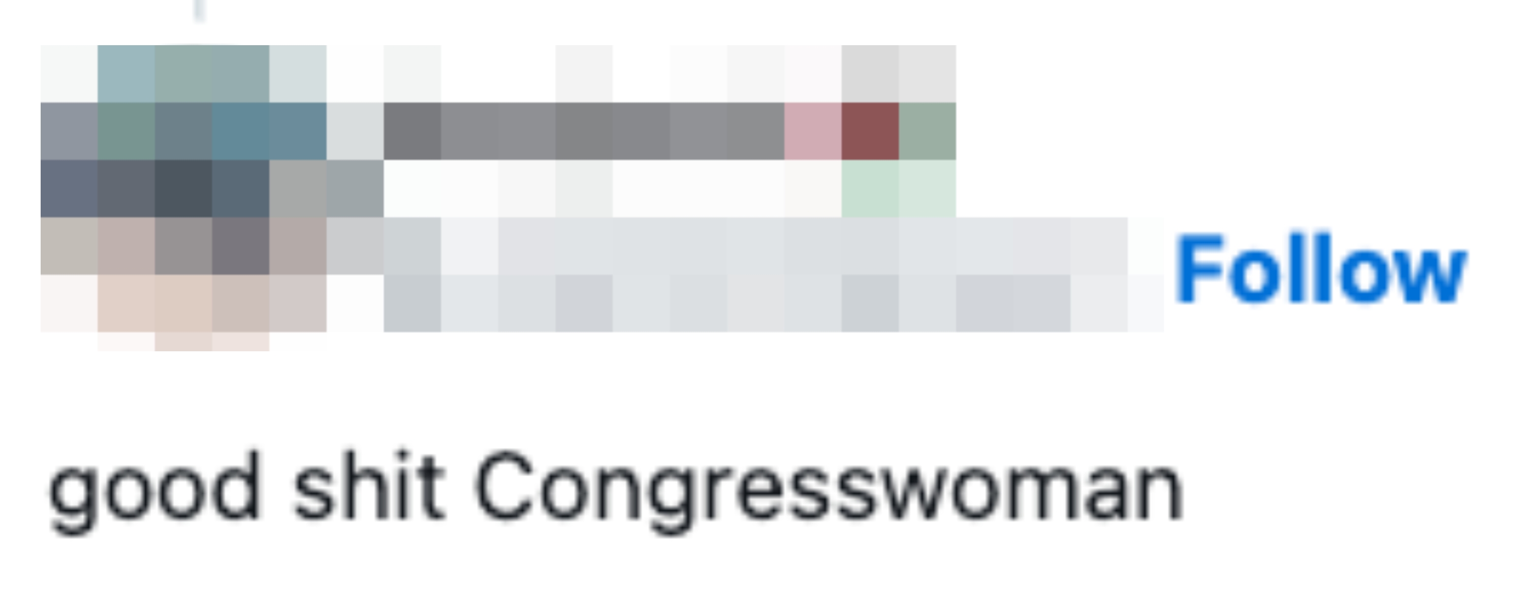 Sosiale medier-innlegg som berømmer en kongresskvinne, laget av en bruker med et palestinsk flaggikon