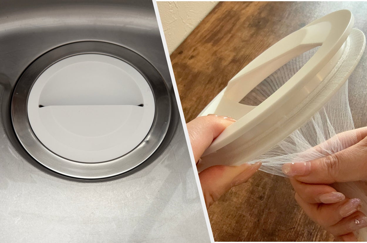 towerの排水口カバーをセットした様子とネットを交換する際のやり方