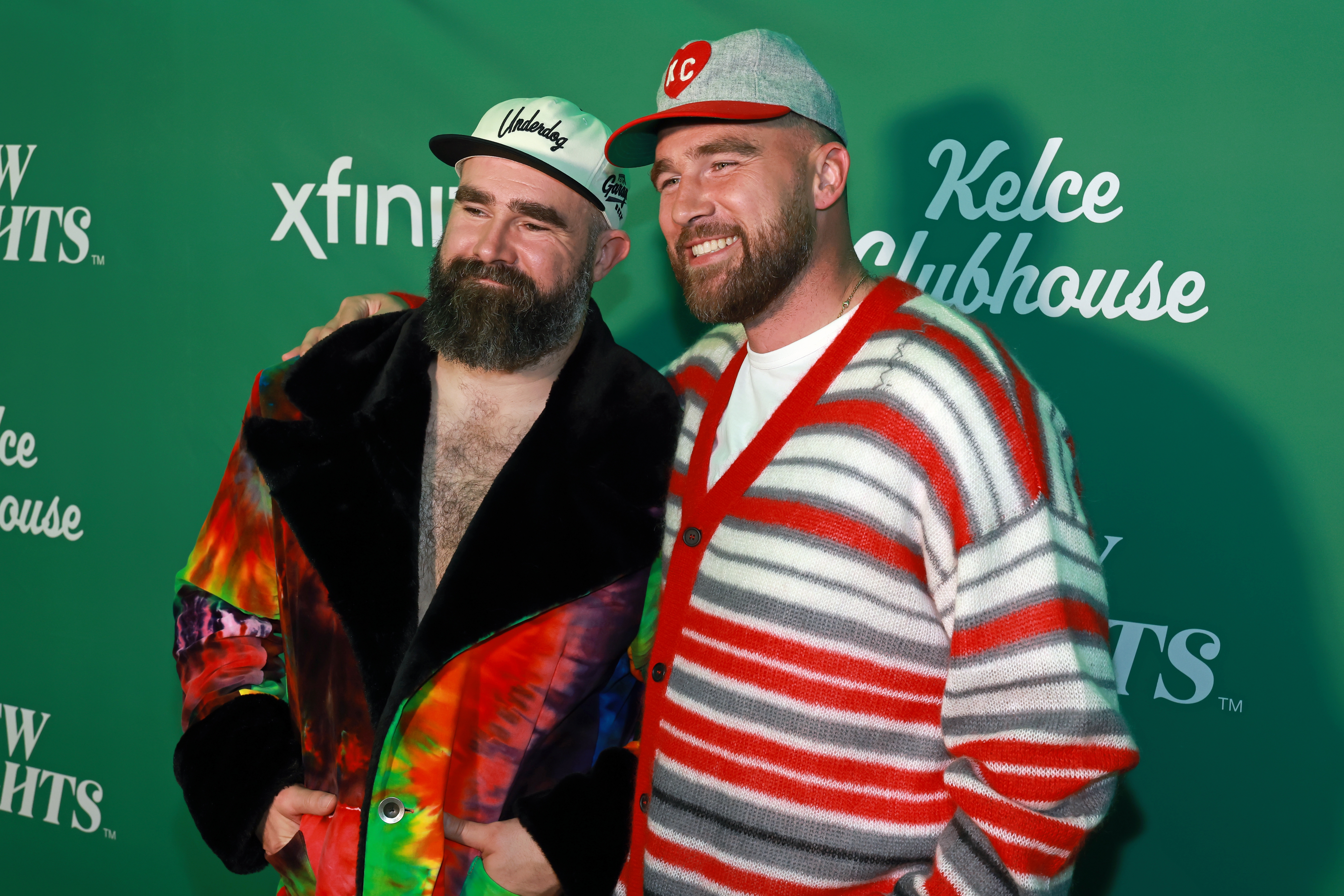 Jason Kelce and Travis Kelce at an event