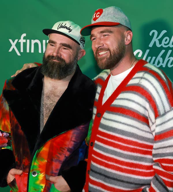 Jason Kelce and Travis Kelce at an event