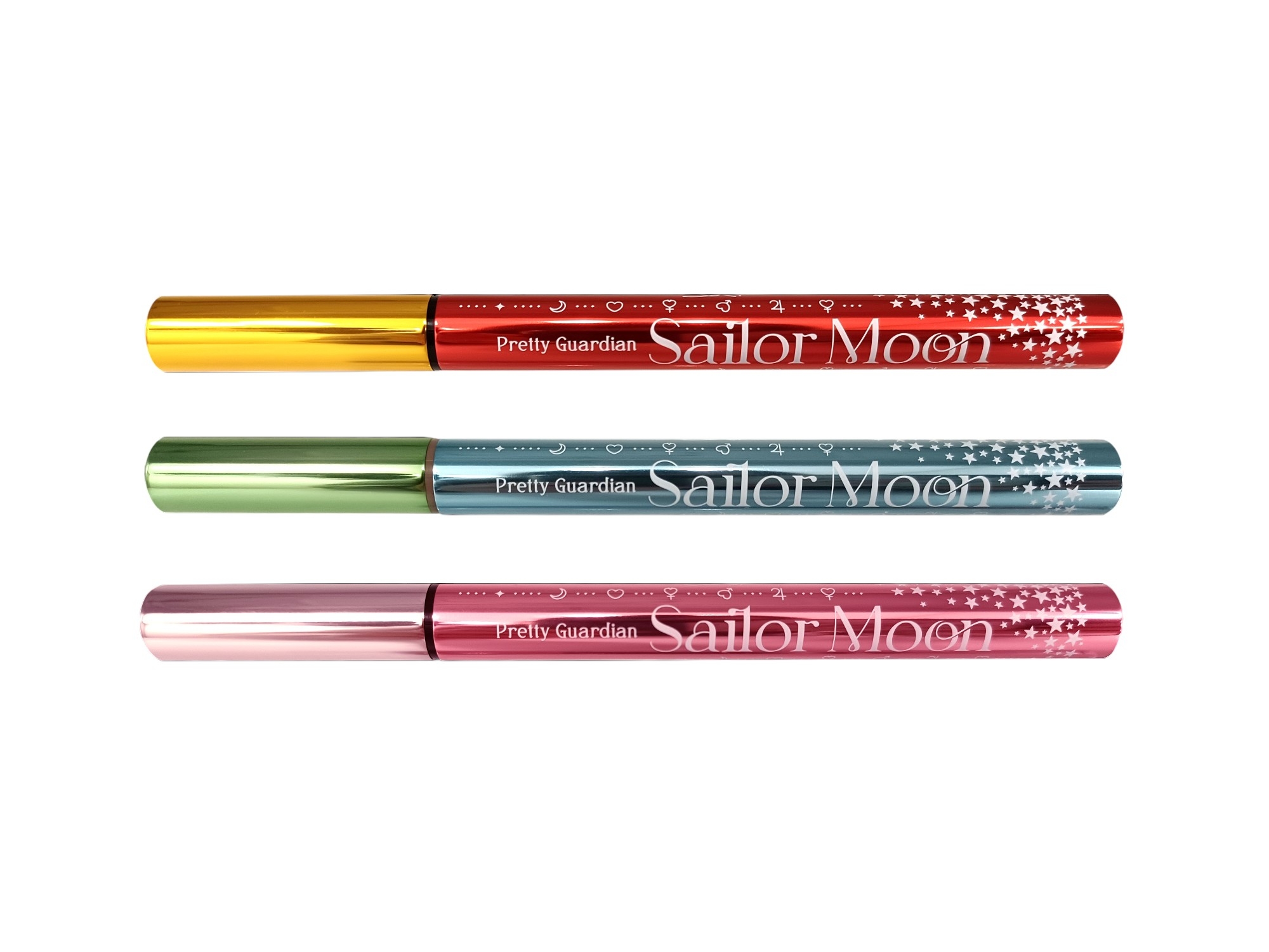 セーラームーンをテーマにしたアイライナー3本が並んでいる。