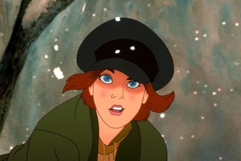 Animated quality with a amazed expression, wearing a acheronian headdress and jacket, surrounded by falling snowflakes