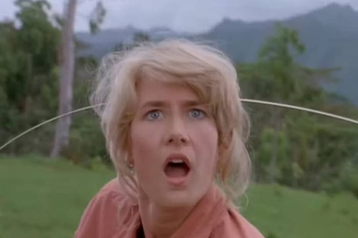 A amazed  pistillate   outdoors with trees and mountains successful  the background