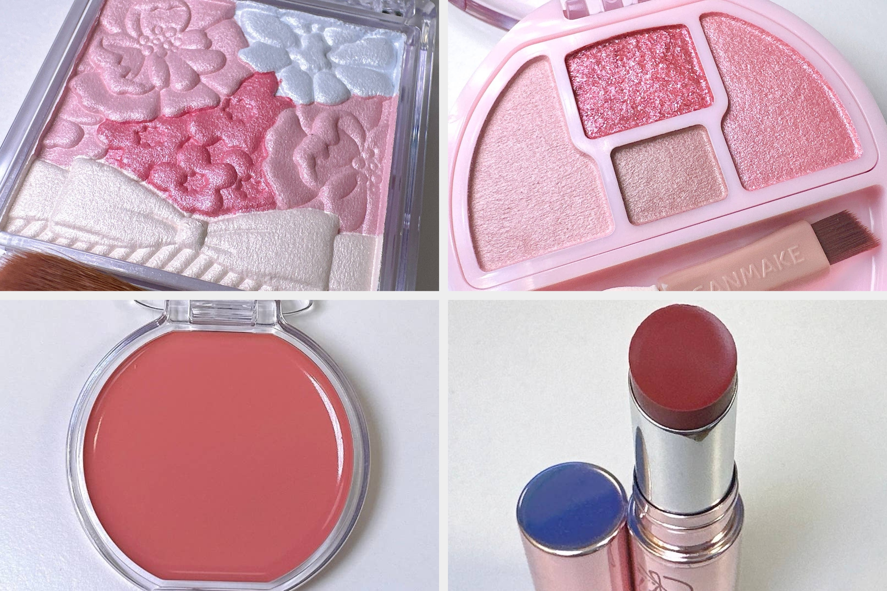 キャンメイクのグロウフルールチークスパレット、複数の花模様のレリーフ。