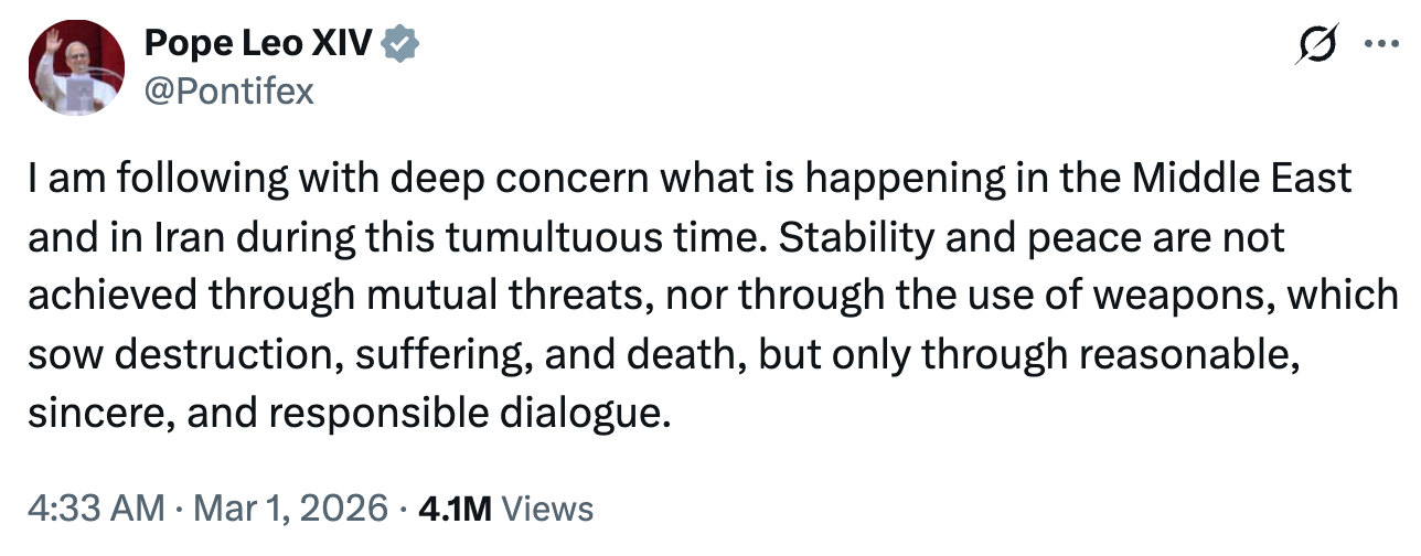 Pope Leo XIV expresses interest implicit Middle East and Iran tensions, advocating for stableness and bid done dialogue, not threats oregon weapons