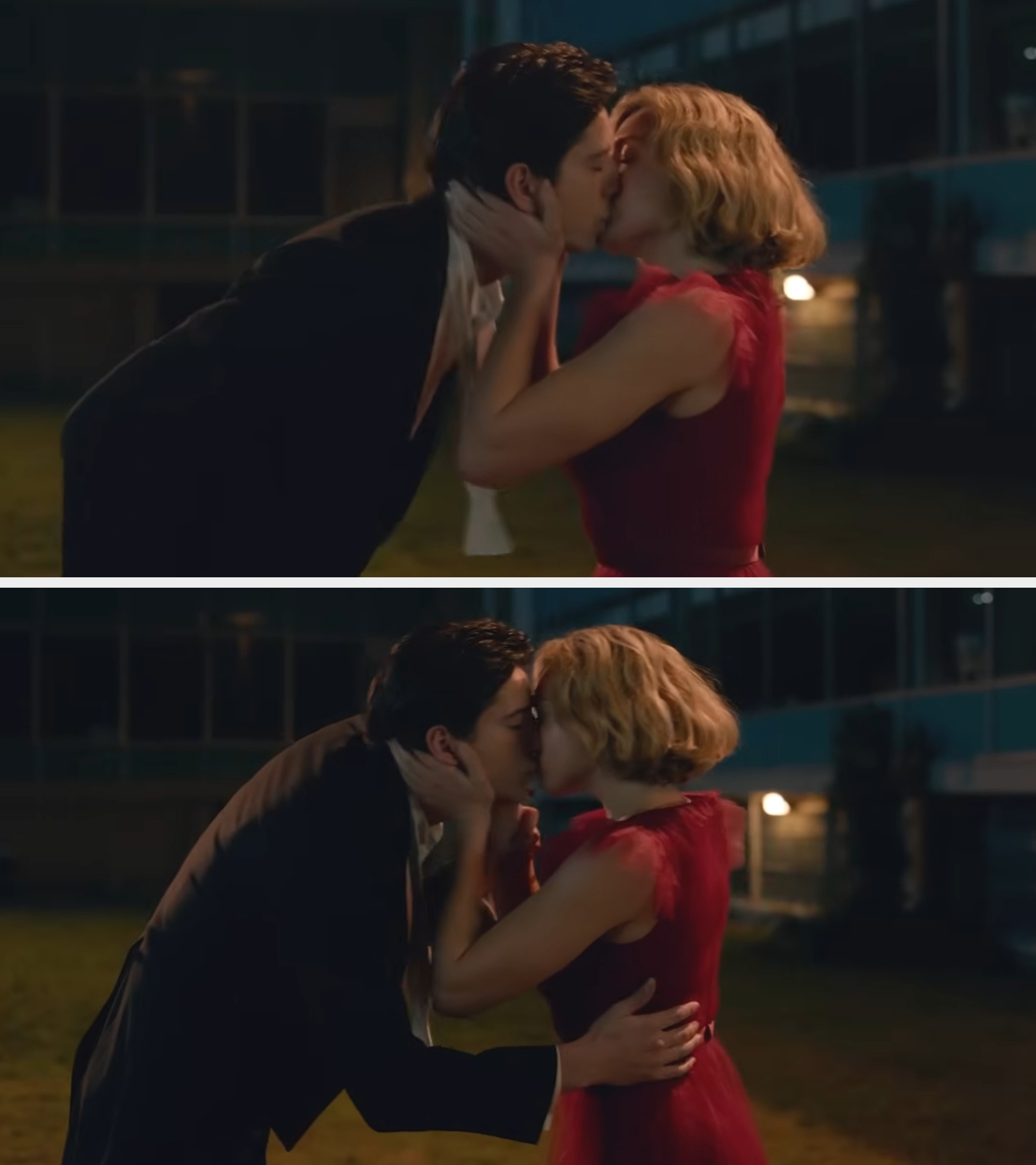 Maddie and Wally buss for the archetypal clip extracurricular the schoolhouse astatine night