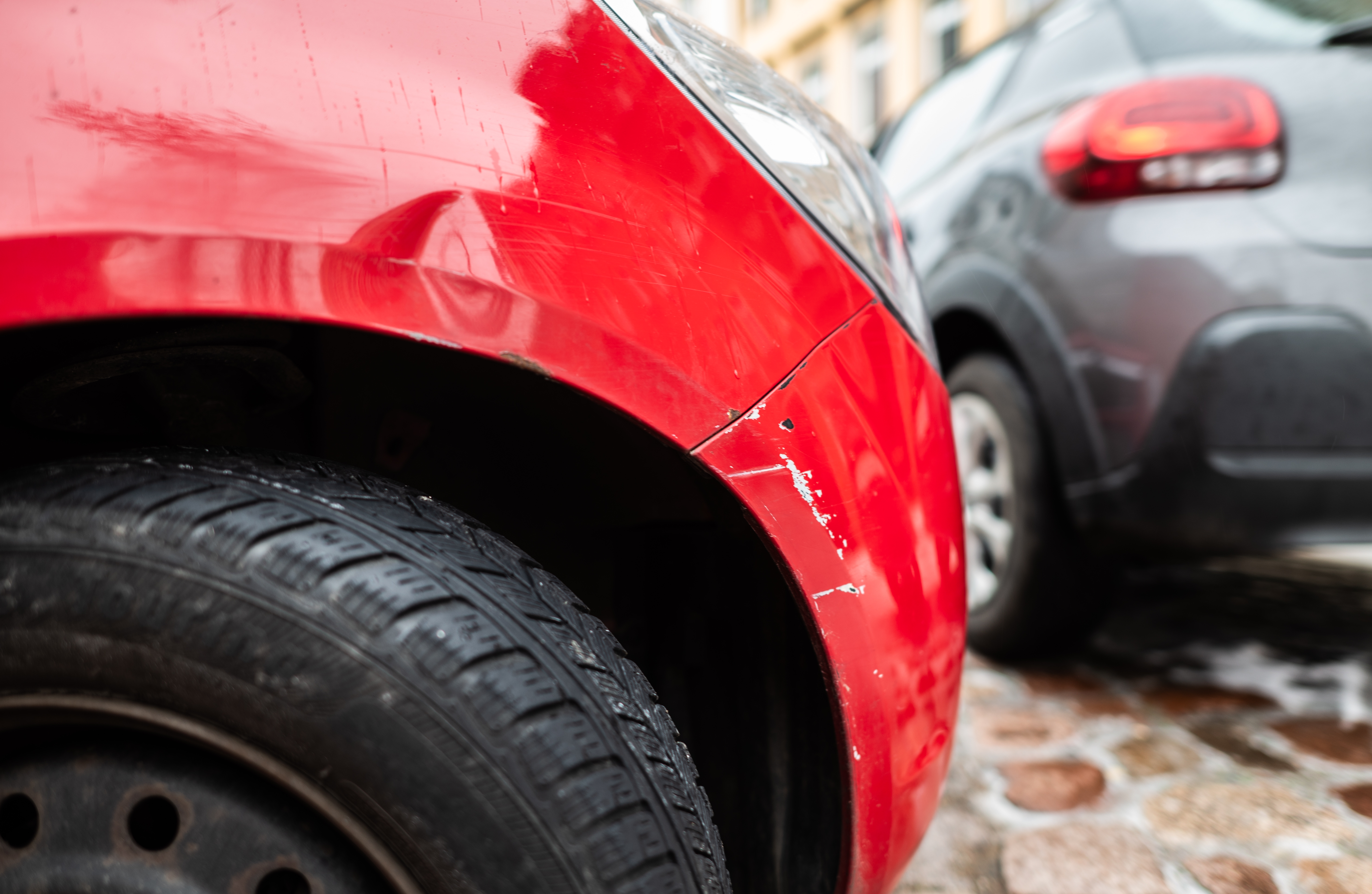 Close-up of 2  cars with insignificant  scratches, highlighting the outgo  of car   repairs and security  considerations successful  idiosyncratic   finance