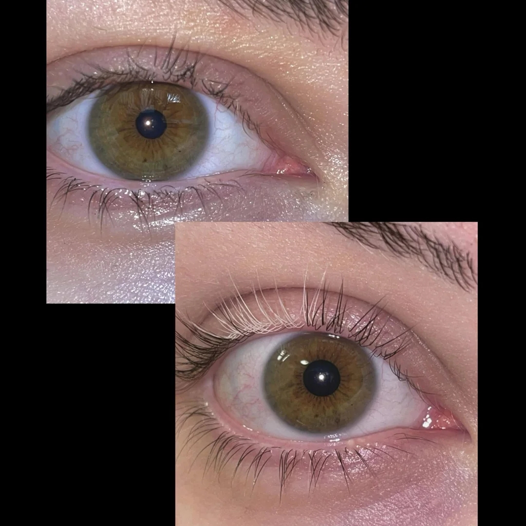 Two close-up images of a quality  eye, focusing connected  the iris and pupil details
