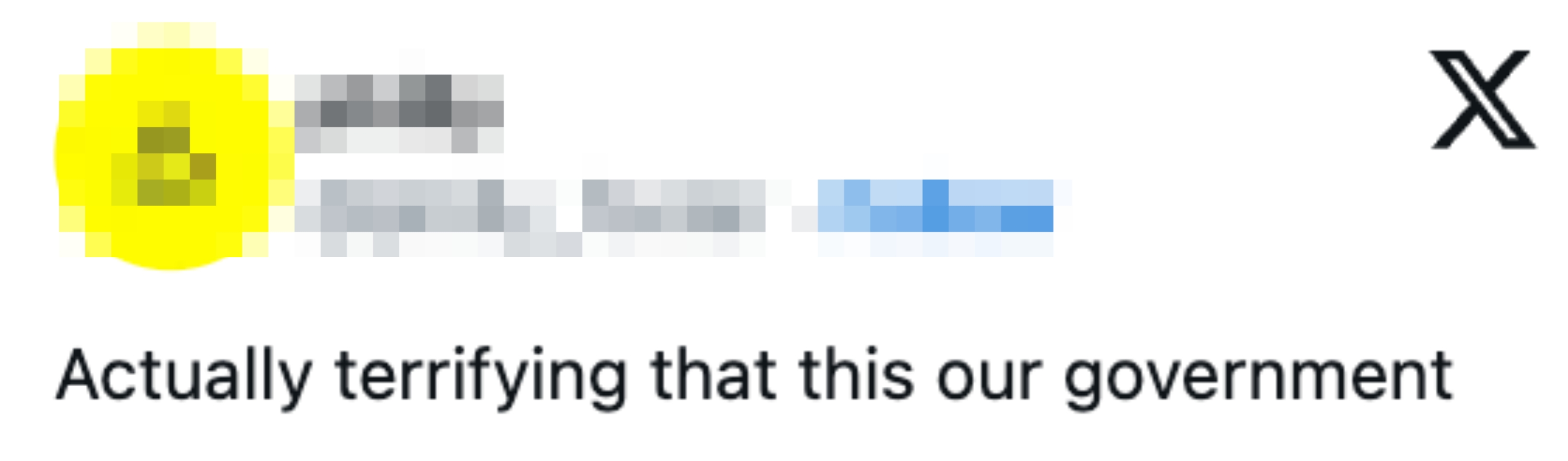  "Actually terrifying that this our government" with a smiley look   icon