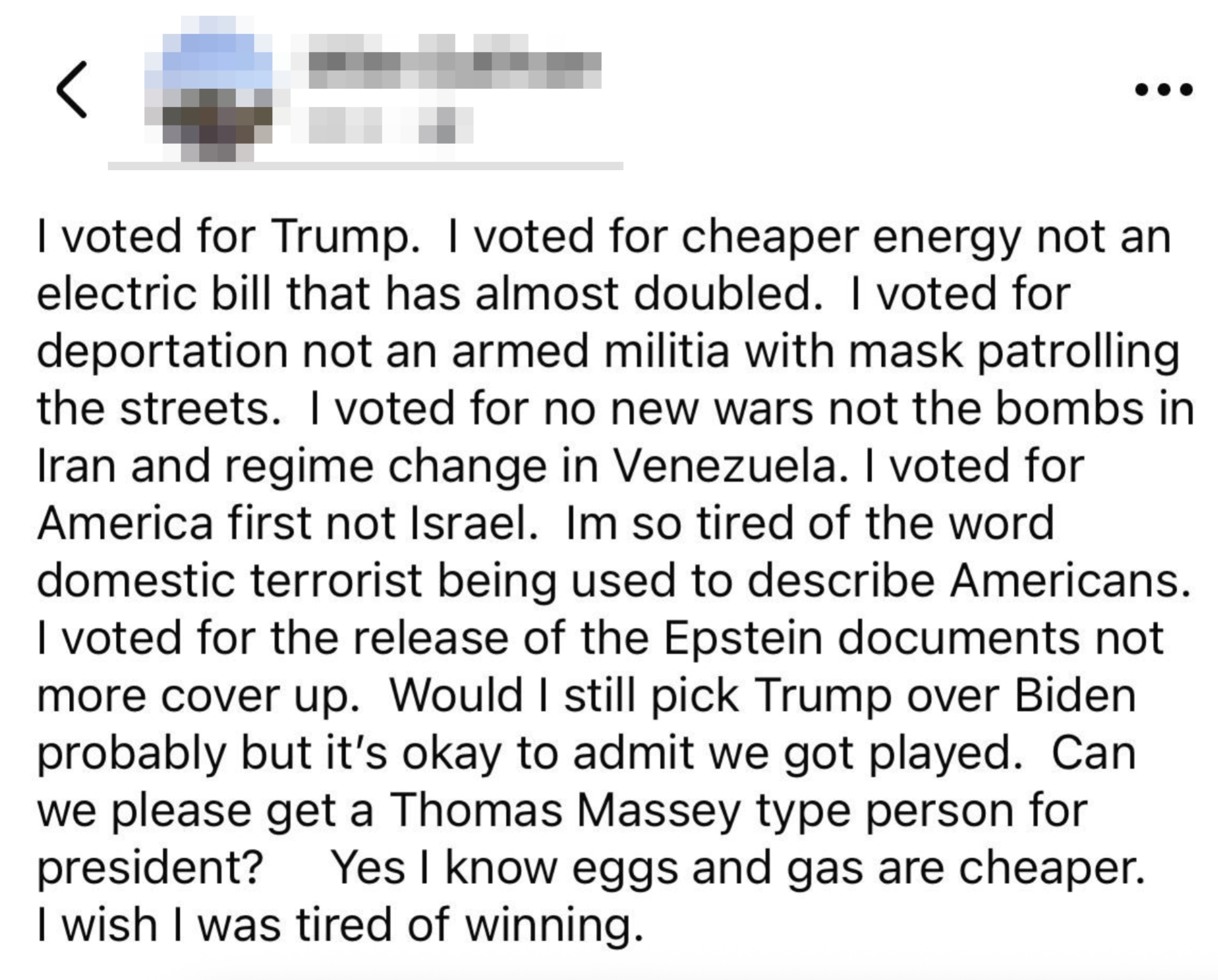 Mike Sullivan discusses voting reasons, expressing dissatisfaction with existent   policies and outcomes nether  Trump. Mentions energy, media, and planetary   issues