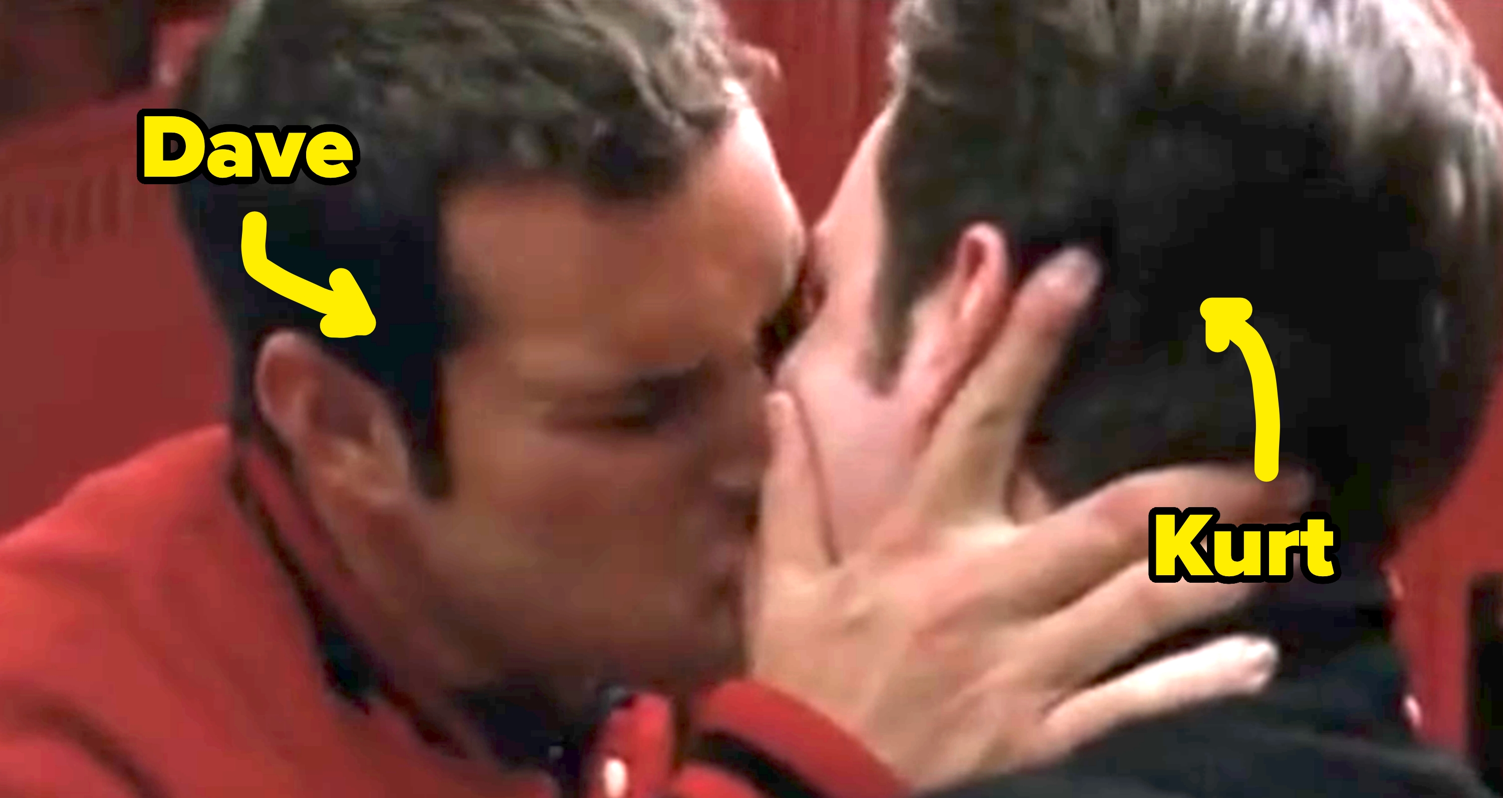 Two radical   successful  reddish  and achromatic  apparel  stock  a kiss