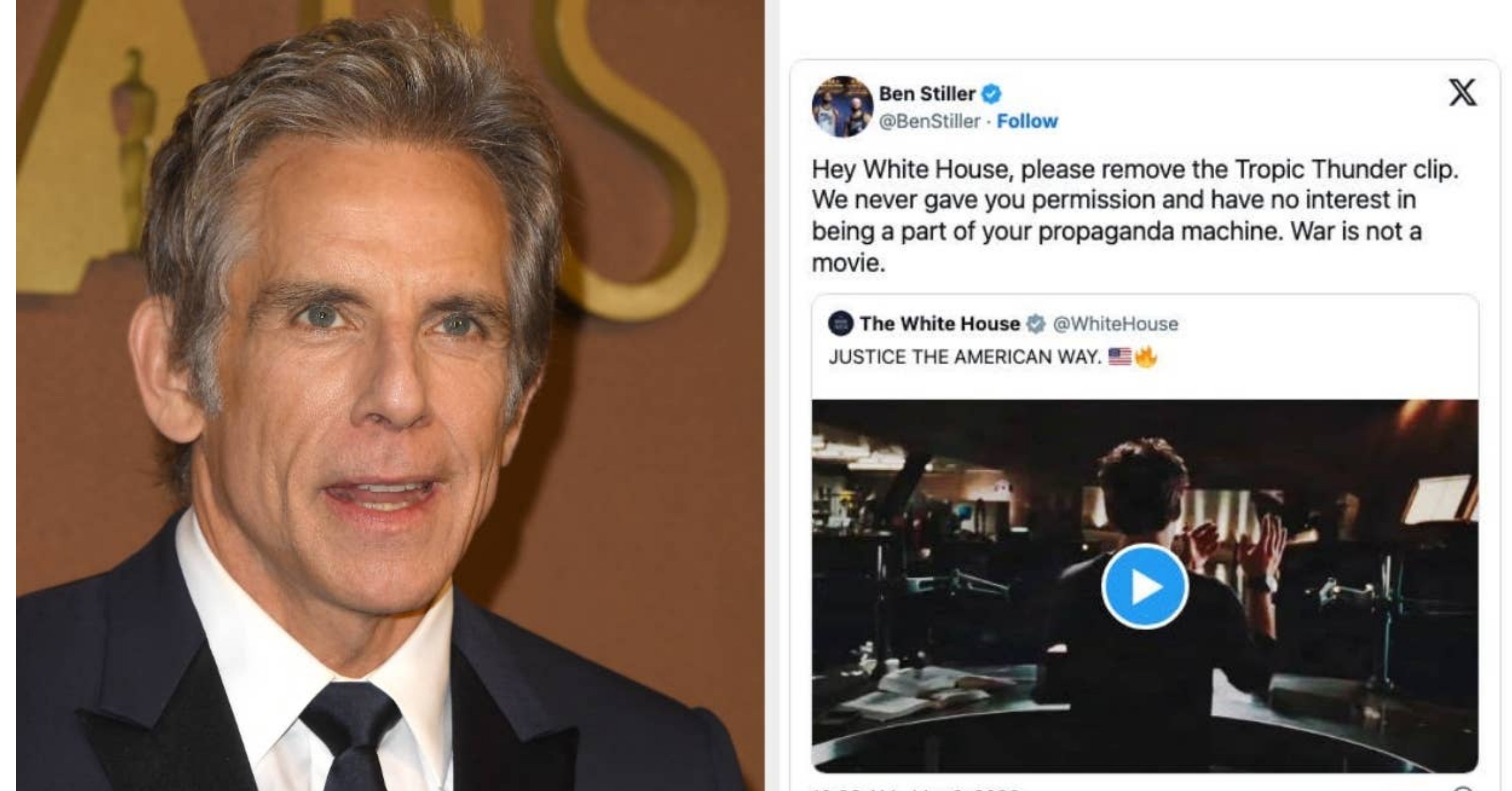 Ben Stiller Called Out The White House For Using “Tropic Thunder” In A Pro-War Video, And The Internet Is Going Nuclear