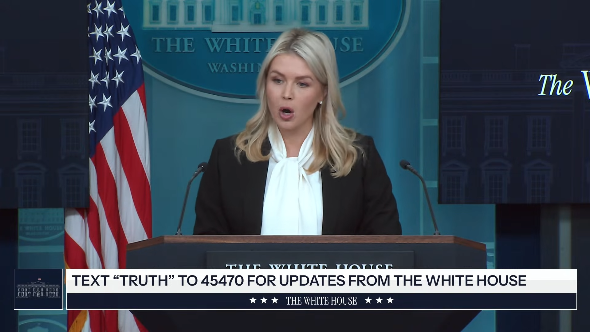 Woman speaks astatine  White House podium, urging to substance   "TRUTH" to 45470 for updates