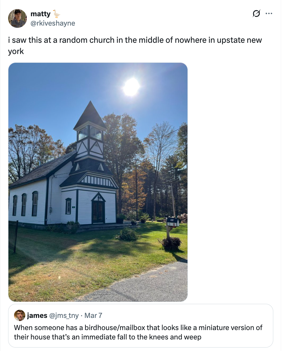 A tiny  religion  with a steeple nether  a agleam  prima   successful  upstate New York; caption mentions resemblance to a miniature location   model