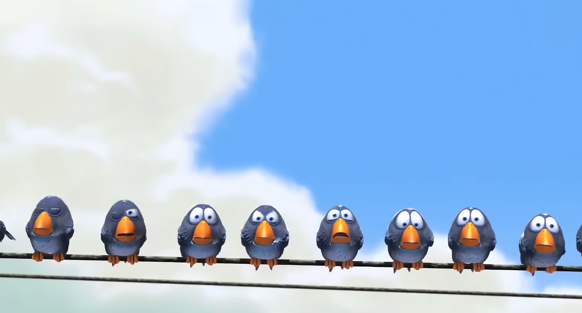 Cartoon birds with amazed  expressions beryllium   connected  powerfulness  lines against a entity  background
