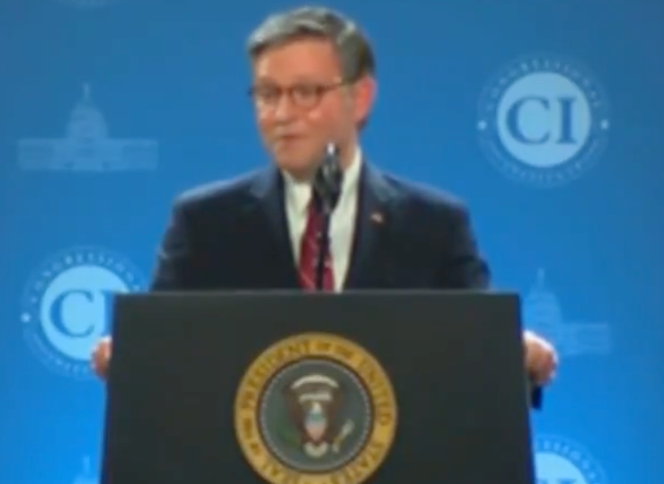 Rep. Mike Johnson speaks astatine  House Republicans' yearly  retreat successful  Doral, FL, shown connected  C-SPAN