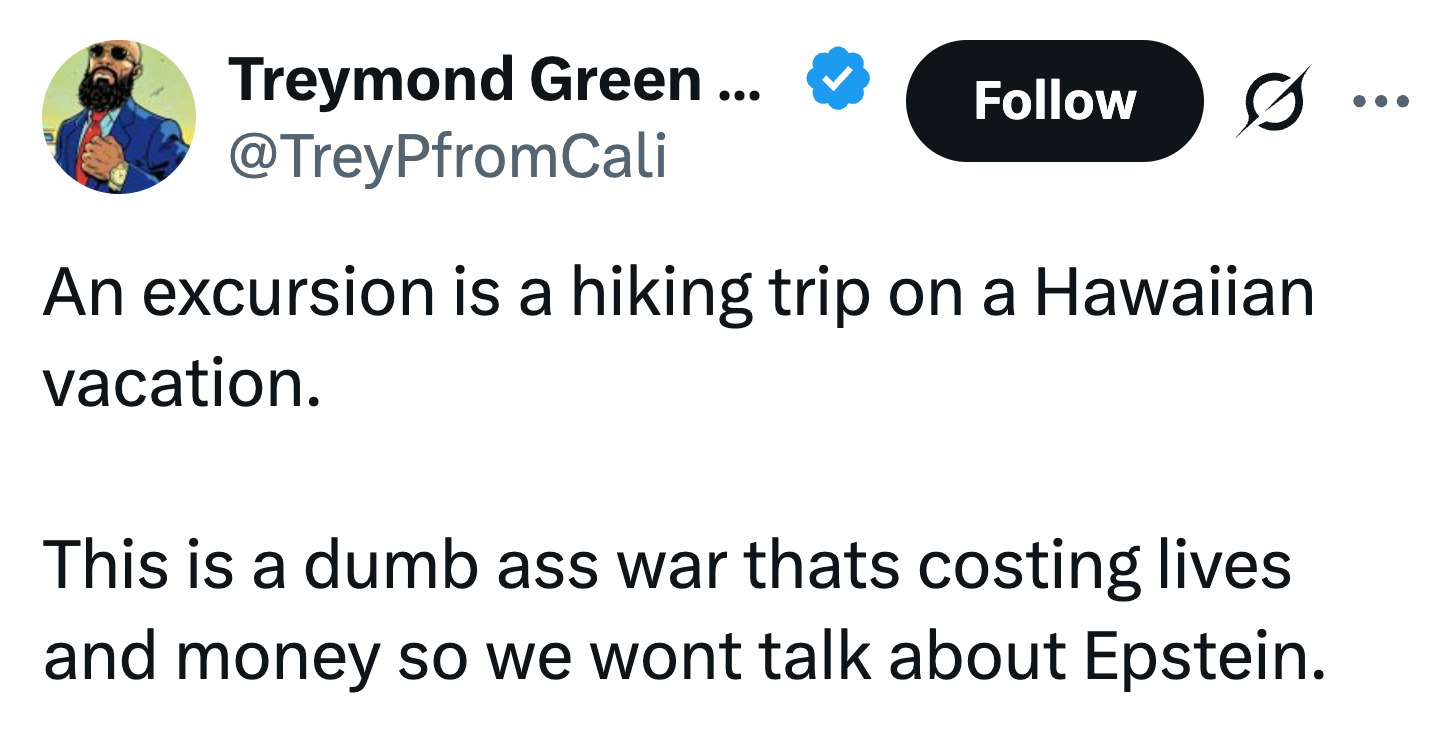 Tweet av bruker, Treymond Green: